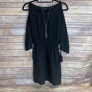 Guess Open Shoulder Black Long Sleeve Mini Dress